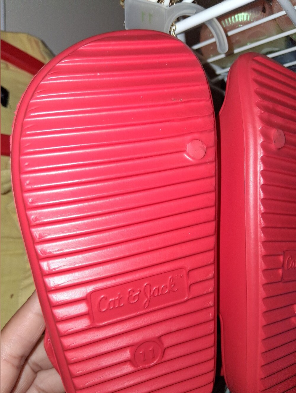 NWOTS Cat & Jack Kids Red Crab Sandals - Cute Velcro Slides 11T - Picture 5 of 5